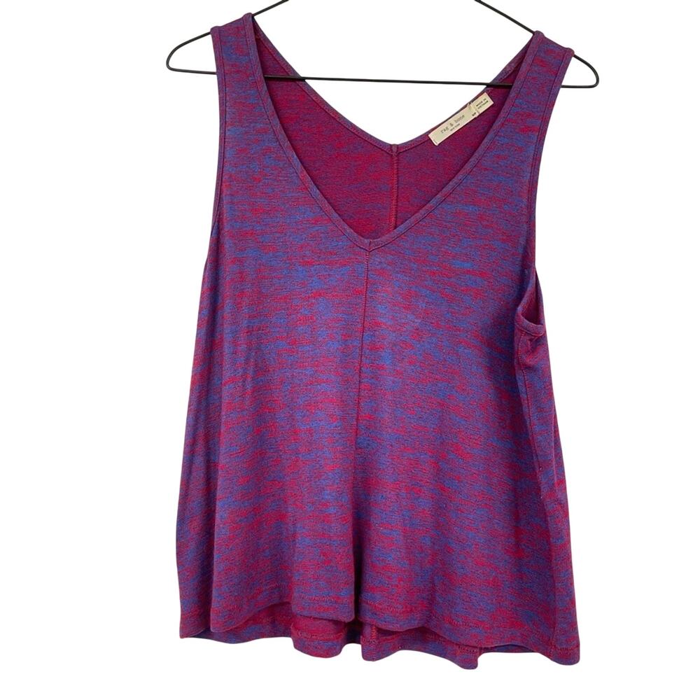 Rag & Bone Red & Blue V Neck Sleeveless Blouse Womens Small Tank Blouse Casual